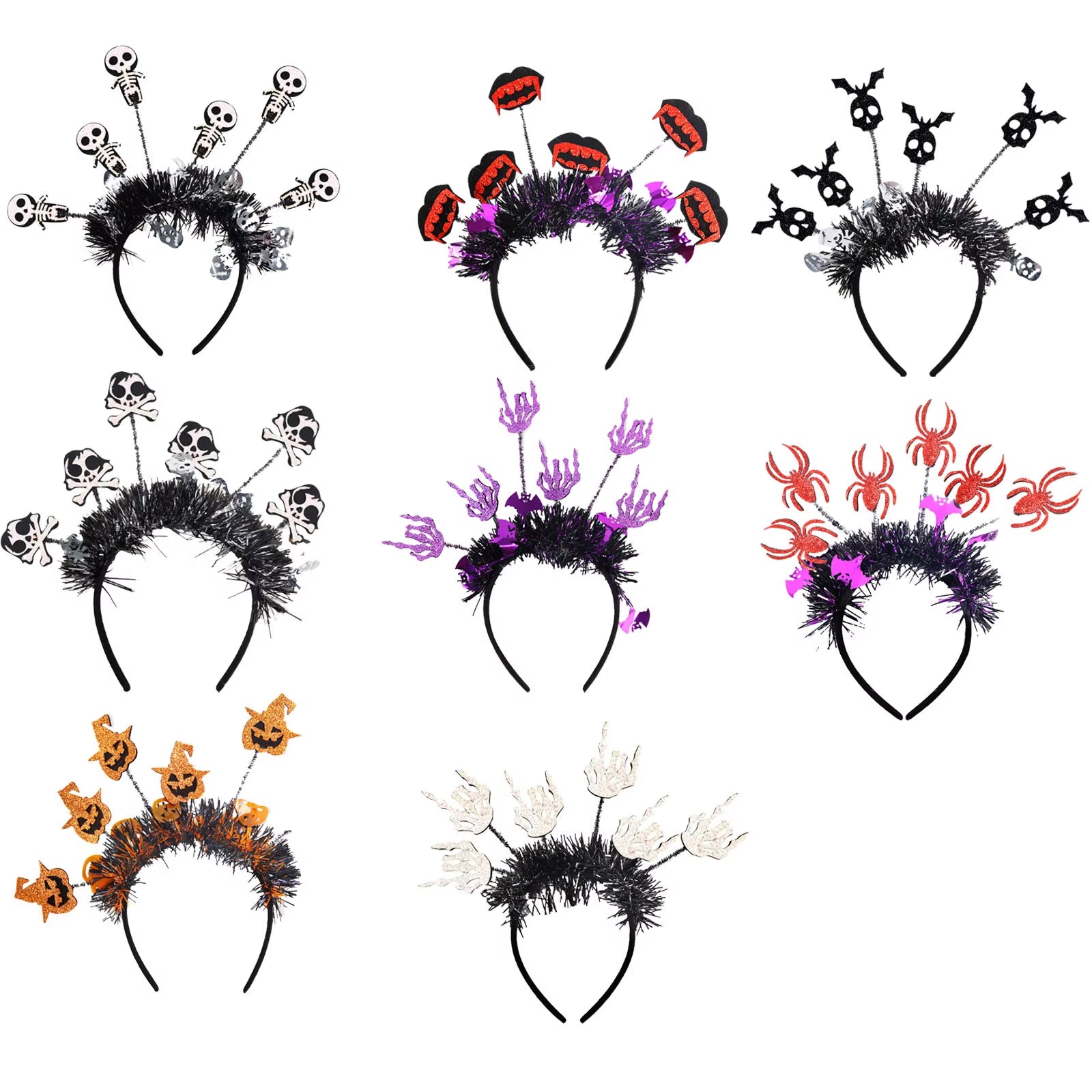 Halloween Headbands for Women Bulk Skeleton Pumpkin Bat Headband Set for Halloween Wide Halloween Decoration Fast Shipping