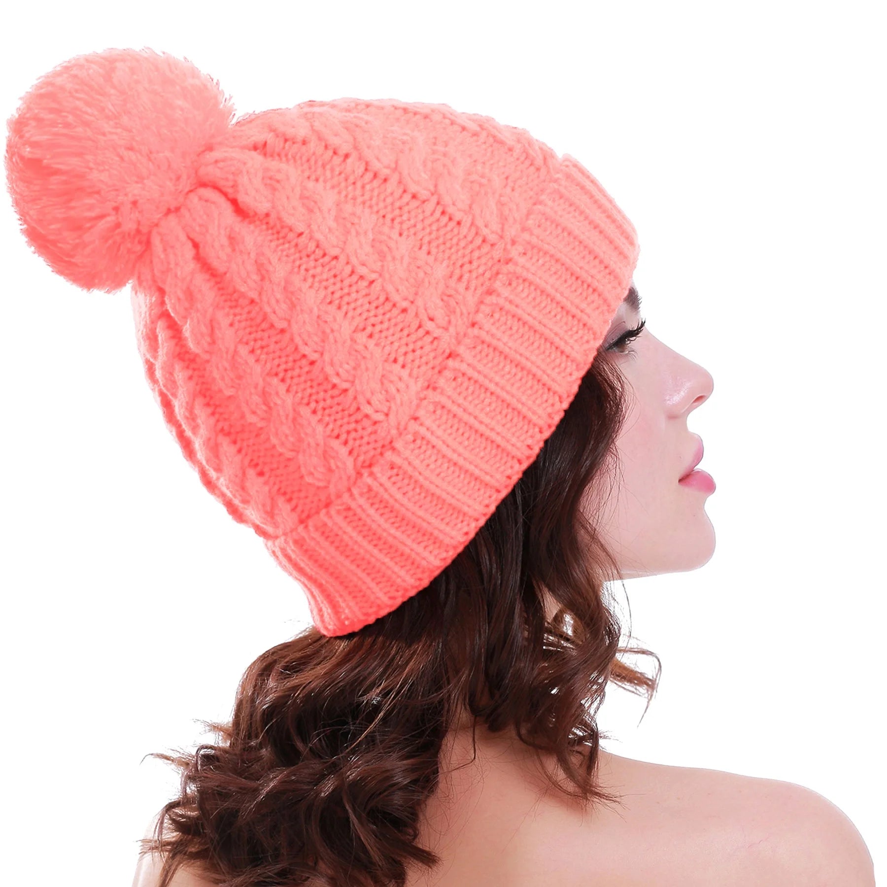 Women'S Winter Beanie Warm Lining - Thick Slouchy Cable Knit Skull Hat Ski Cap