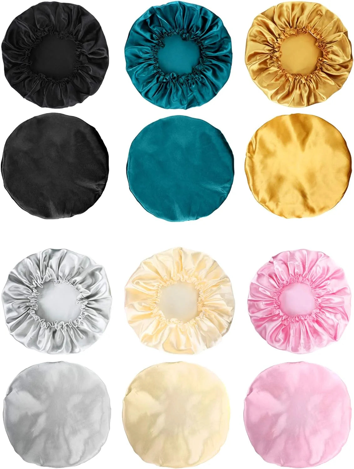 6 Pieces Sleep Cap Satin Bonnet Sleeping Hat Soft Elastic Night Hair Cover for Women Girls